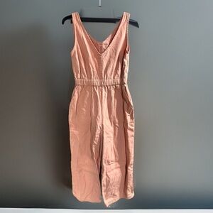 ASOS Denim Jumpsuit V Neck Washed Pink Summer Wide Leg Us Size 4